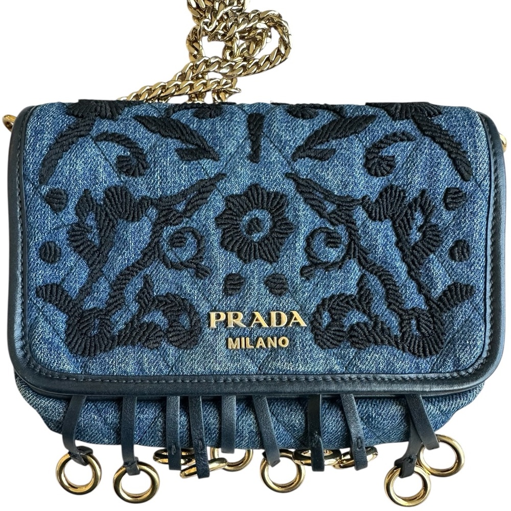 PRADA  Denim Corsaire Waist / Crossbody Bag 2017 Collection RARE Authentic- Dust - Picture 2 of 16